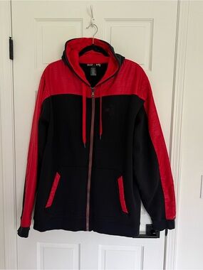 Under Armour Black Hoodie with Red Stitching and Trim